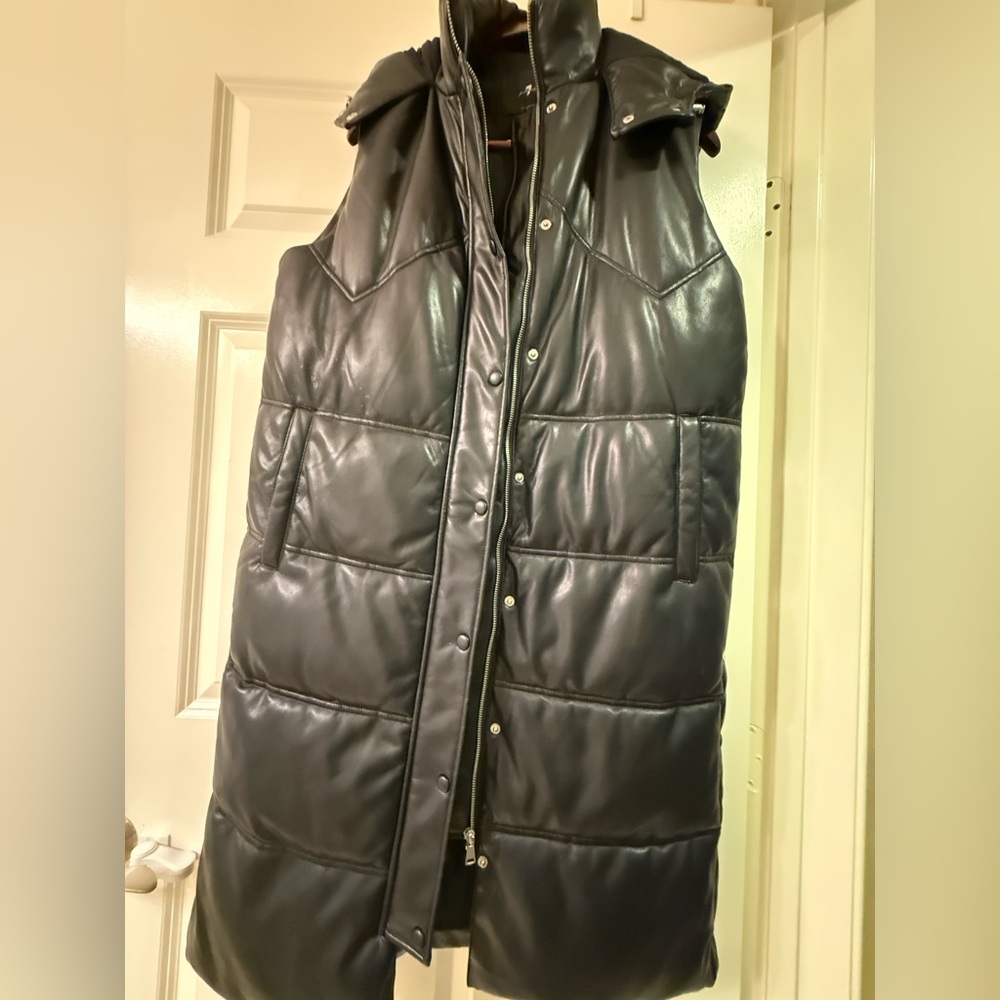 7 For All Mankind Long Black Puffer Vest